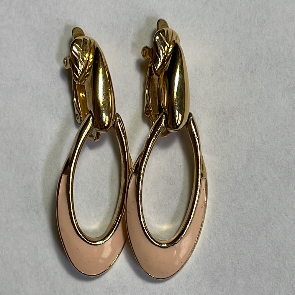 Trifari Gold and nude Clip on earrings.